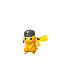 Pikachu (Team Instinct Hat) (Shiny, Female) in Pokémon GO